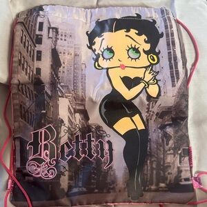 Betty Boop Drawstring Bag - Black and Pink